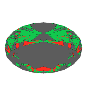 Oval cut in amethyst tilted 30 degrees: Light Return map, 62% of the face leaking