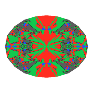 Oval cut in cubic zirconia tilted 0 degrees: Light Return map, 19% of the face leaking