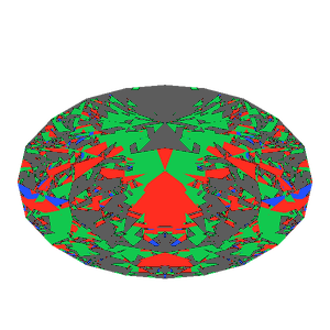 Oval cut in cubic zirconia tilted 30 degrees: Light Return map, 36% of the face leaking