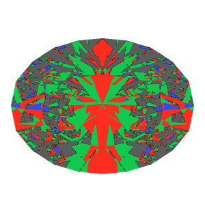 Oval cut in diamond tilted 10 degrees: Light Return map, 31% of the face leaking