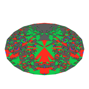 Oval cut in diamond tilted 30 degrees: Light Return map, 35% of the face leaking