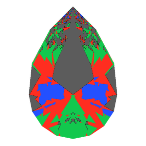 Pear cut in amethyst tilted 0 degrees: Light Return map, 33% of the face leaking