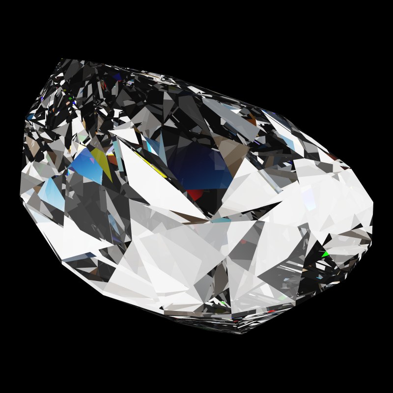 The Pear Cut in cubic zirconia, rendered at an angle in our 3D Gemstone Simulator under studio light