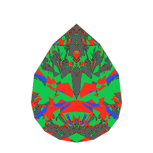 Pear cut in diamond tilted 30 degrees: Light Return map, 25% of the face leaking