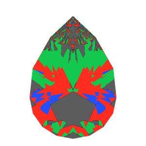 Pear cut in emerald tilted 20 degrees: Light Return map, 26% of the face leaking
