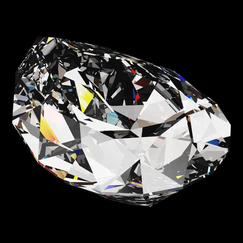 The Pear Cut in moissanite, rendered at an angle in our 3D Gemstone Simulator under studio light