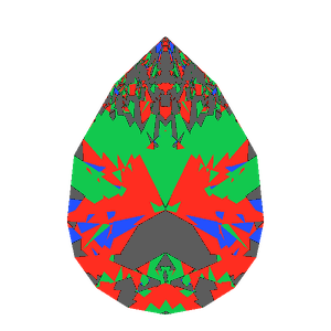 Pear cut in sapphire tilted 20 degrees: Light Return map, 23% of the face leaking
