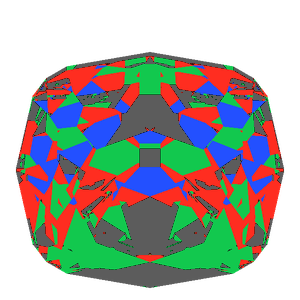 Peruzzi cut in cubic zirconia tilted 30 degrees: Light Return map, 25% of the face leaking
