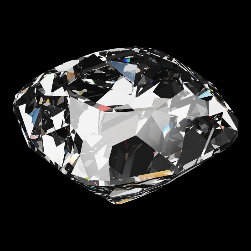 The Peruzzi Cut in diamond, rendered at an angle in our 3D Gemstone Simulator under studio light