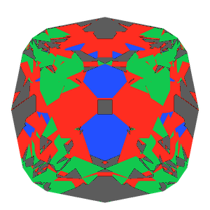 Peruzzi cut in diamond tilted 10 degrees: Light Return map, 22% of the face leaking