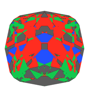 Peruzzi cut in diamond tilted 20 degrees: Light Return map, 24% of the face leaking