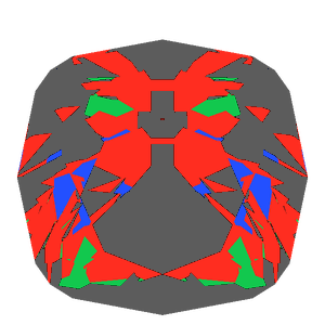 Peruzzi cut in emerald tilted 20 degrees: Light Return map, 52% of the face leaking
