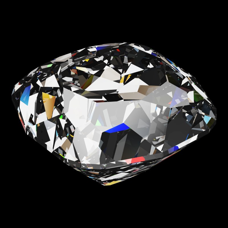 The Peruzzi Cut in moissanite, rendered at an angle in our 3D Gemstone Simulator under studio light