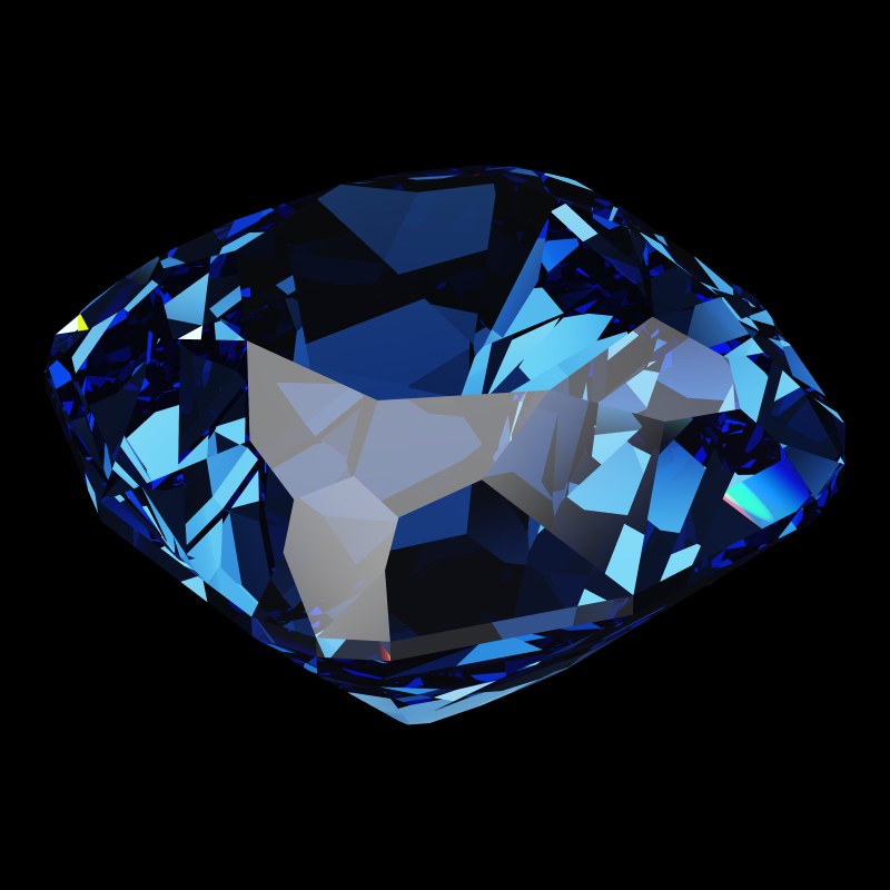 The Peruzzi Cut in sapphire, rendered at an angle in our 3D Gemstone Simulator under studio light