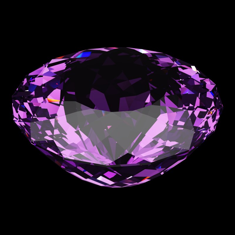 The Portuguese Bird's Nest Cut in amethyst, rendered at an angle in our 3D Gemstone Simulator under studio light