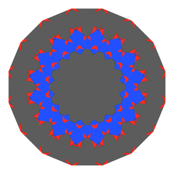 Portuguese bird's nest cut in amethyst face-up Light Return map: red, green and blue show where the light returns from, grey shows where it leaks (Brilliance 37)