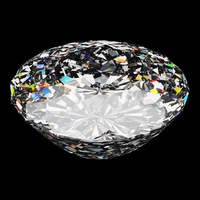The Portuguese Bird's Nest Cut in moissanite, rendered at an angle in our 3D Gemstone Simulator under studio light
