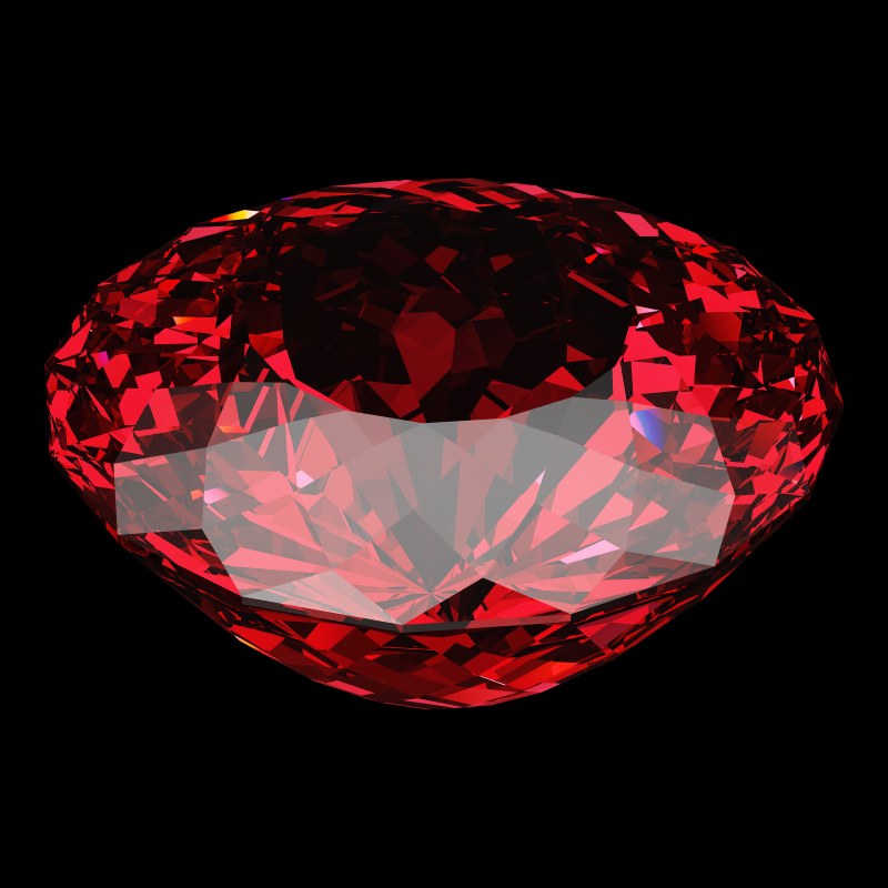 The Portuguese Bird's Nest Cut in ruby, rendered at an angle in our 3D Gemstone Simulator under studio light