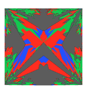 Princess cut in emerald tilted 10 degrees: Light Return map, 45% of the face leaking