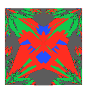 Princess cut in ruby tilted 10 degrees: Light Return map, 29% of the face leaking