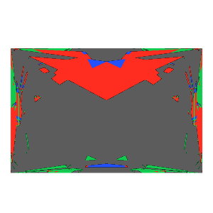 Rectangle cut in amethyst tilted 10 degrees: Light Return map, 73% of the face leaking