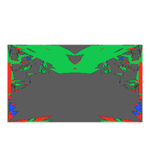Rectangle cut in amethyst tilted 30 degrees: Light Return map, 67% of the face leaking
