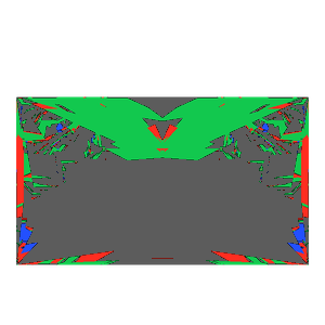 Rectangle cut in emerald tilted 30 degrees: Light Return map, 67% of the face leaking