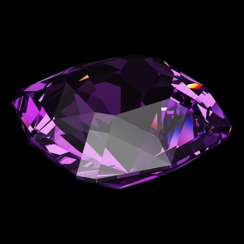 The Square Cut in amethyst, rendered at an angle in our 3D Gemstone Simulator under studio light