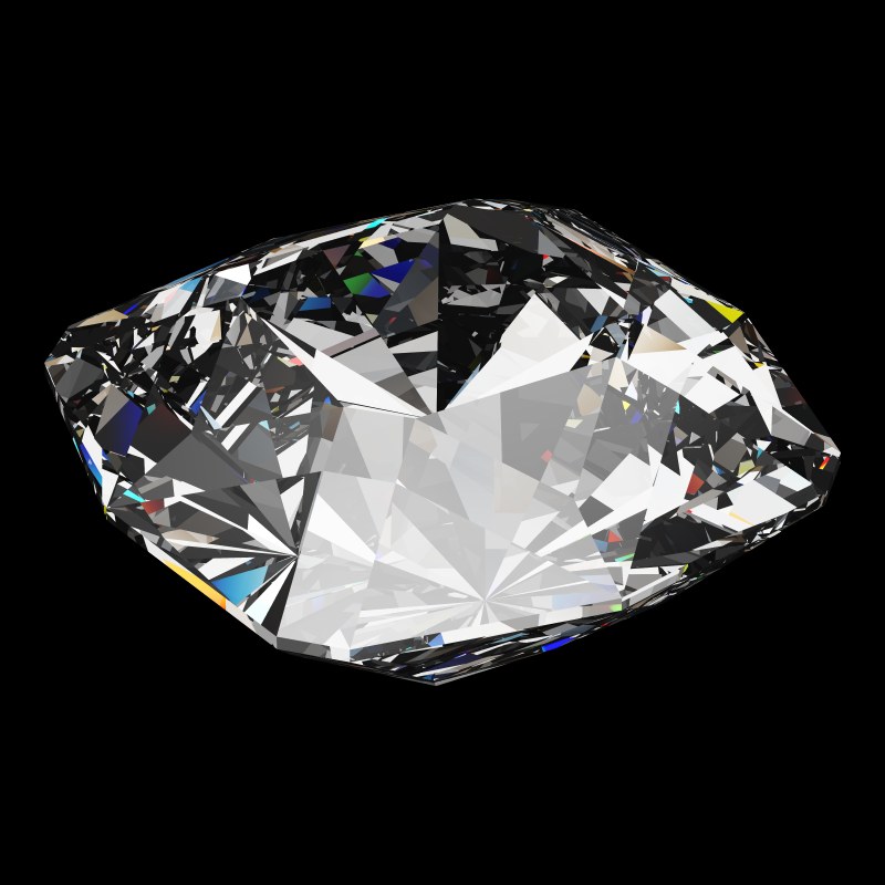 The Square Cut in cubic zirconia, rendered at an angle in our 3D Gemstone Simulator under studio light