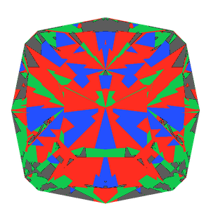 Square cut in diamond tilted 10 degrees: Light Return map, 11% of the face leaking