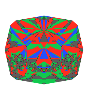 Square cut in diamond tilted 30 degrees: Light Return map, 22% of the face leaking