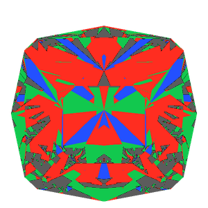 Square cut in moissanite tilted 20 degrees: Light Return map, 17% of the face leaking