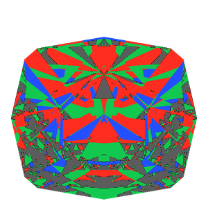 Square cut in moissanite tilted 30 degrees: Light Return map, 24% of the face leaking