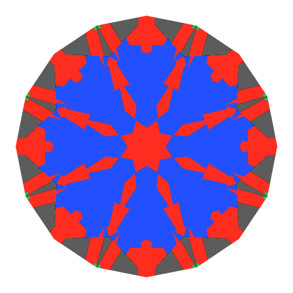 T73 round brilliant in amethyst face-up Light Return map: red, green and blue show where the light returns from, grey shows where it leaks (Brilliance 72)