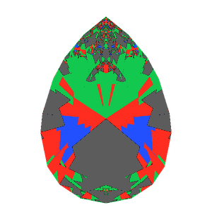 Teardrop cut in emerald tilted 10 degrees: Light Return map, 37% of the face leaking