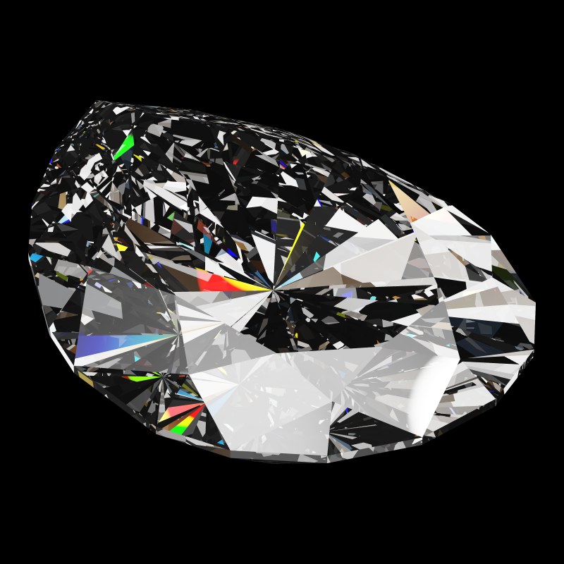 The Teardrop Cut in moissanite, rendered at an angle in our 3D Gemstone Simulator under studio light