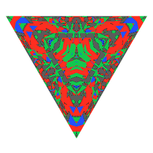 Triangle cut in diamond tilted 0 degrees: Light Return map, 26% of the face leaking