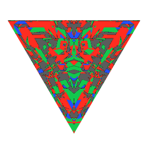 Triangle cut in diamond tilted 10 degrees: Light Return map, 29% of the face leaking