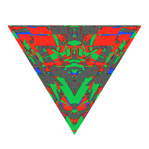Triangle cut in diamond tilted 20 degrees: Light Return map, 34% of the face leaking