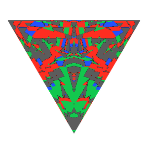 Triangle cut in sapphire tilted 10 degrees: Light Return map, 33% of the face leaking