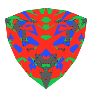 Trilliant cut in cubic zirconia tilted 10 degrees: Light Return map, 13% of the face leaking