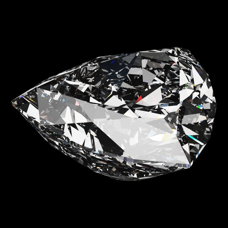 The Trilliant Cut in diamond, rendered at an angle in our 3D Gemstone Simulator under studio light