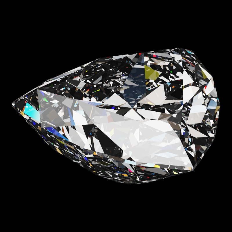 The Trilliant Cut in moissanite, rendered at an angle in our 3D Gemstone Simulator under studio light