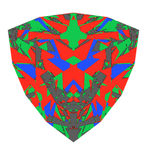 Trilliant cut in moissanite tilted 10 degrees: Light Return map, 21% of the face leaking