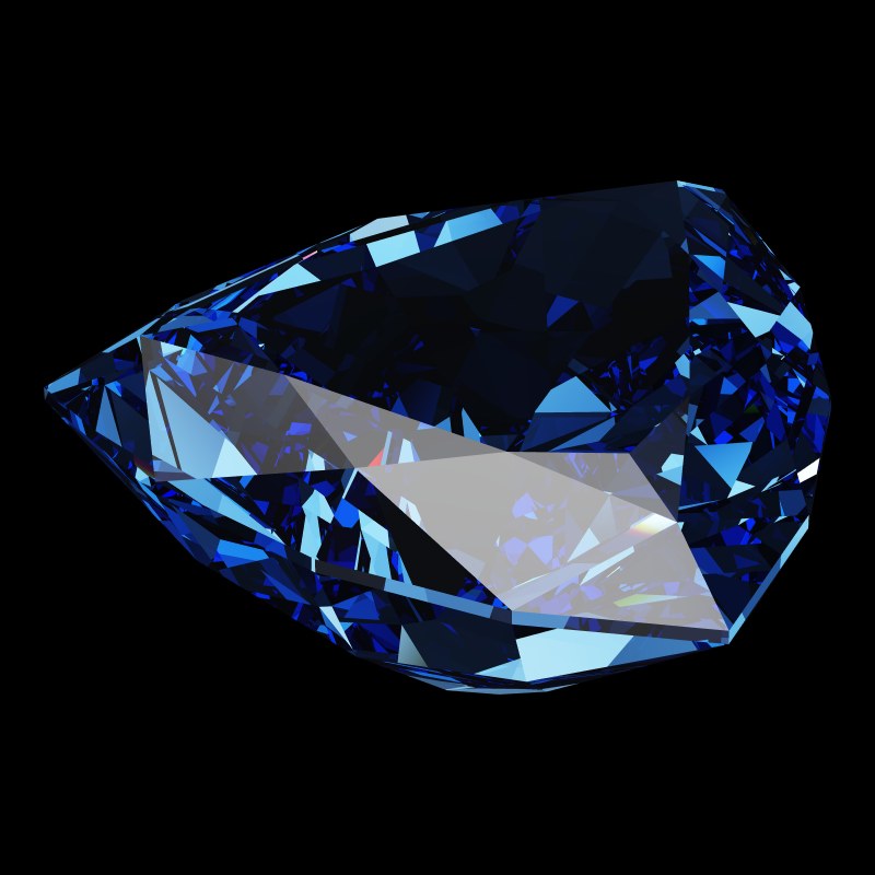 The Trilliant Cut in sapphire, rendered at an angle in our 3D Gemstone Simulator under studio light