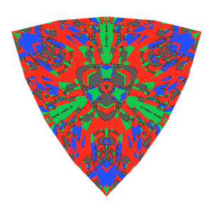 Trillion cut in cubic zirconia tilted 0 degrees: Light Return map, 16% of the face leaking