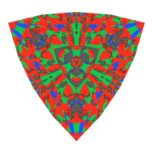 Trillion cut in diamond tilted 0 degrees: Light Return map, 16% of the face leaking