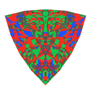 Trillion cut in diamond tilted 10 degrees: Light Return map, 17% of the face leaking
