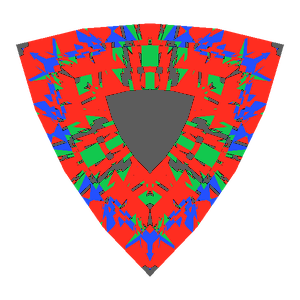 Trillion cut in emerald tilted 0 degrees: Light Return map, 18% of the face leaking