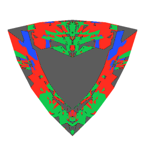 Trillion cut in emerald tilted 20 degrees: Light Return map, 41% of the face leaking